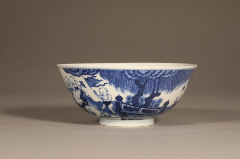 清道光 青花婴戏图碗 - 图3