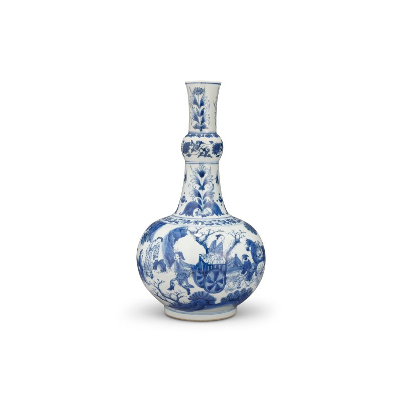 明崇禎 青花人物圖長頸瓶  CHONGZHEN PERIOD (1628-1644) - 图1