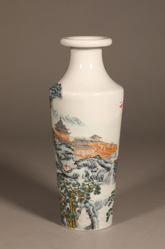 粉彩通景仙山楼阁图瓶 - 图4