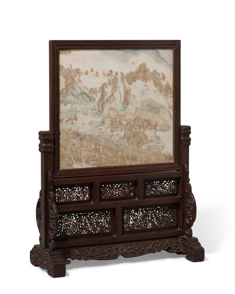A LARGE MARBLE-INSET ZITAN TABLE SCREEN  CHINA, QING DYNASTY, 18TH CENTURY - 图3