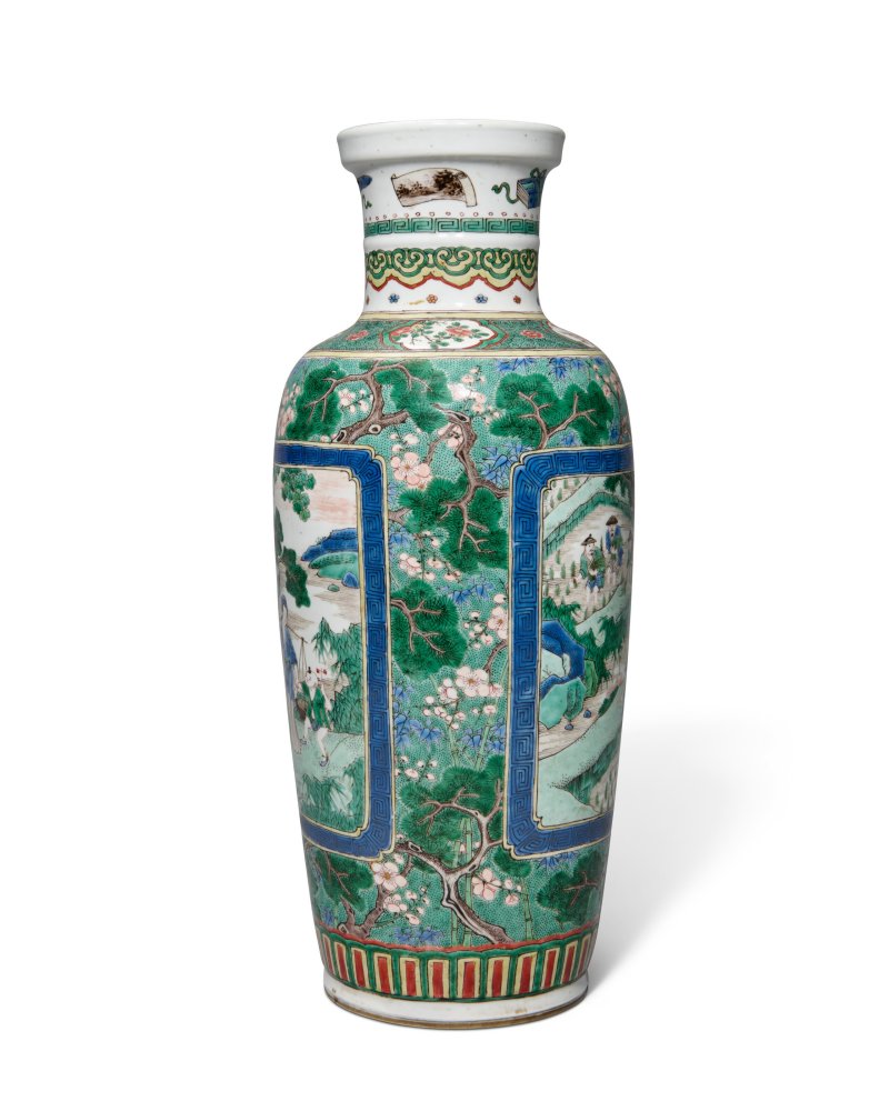 A VERY RARE FAMILLE VERTE 'HARVEST' ROULEAU VASE  CHINA, QING DYNASTY, KANGXI PERIOD (1662-1722) - 图4