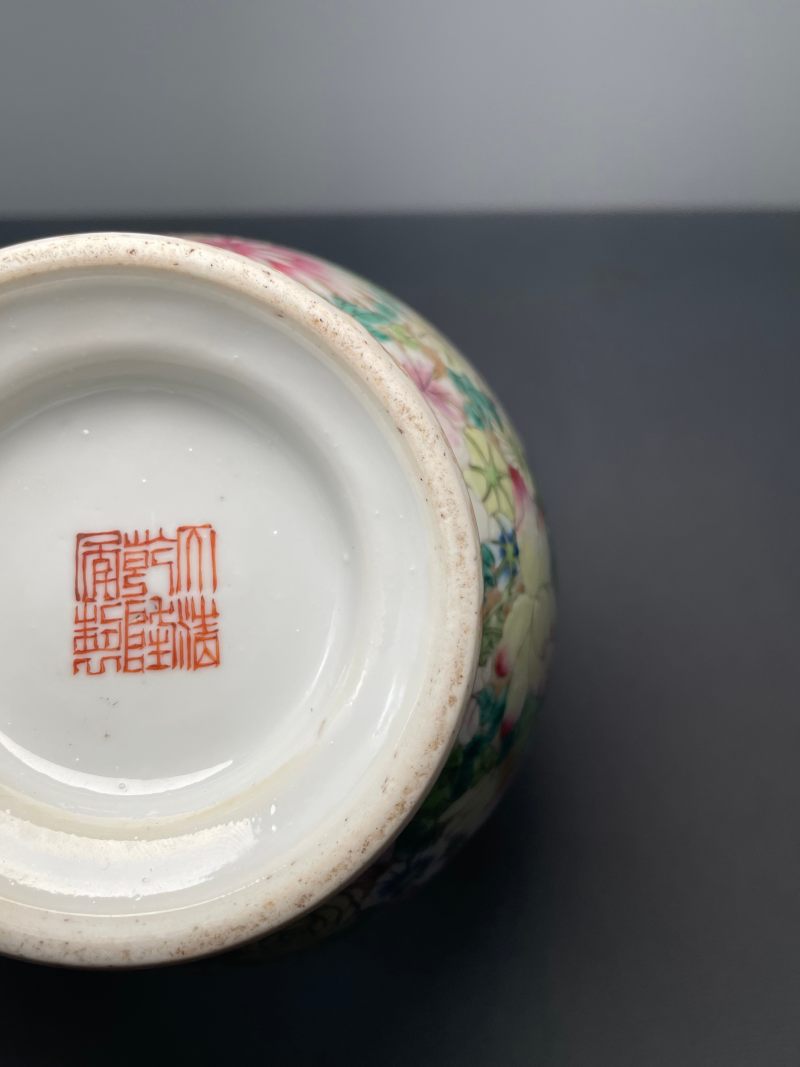 民国 粉彩百花不落地包袱葫芦瓶 - 图27
