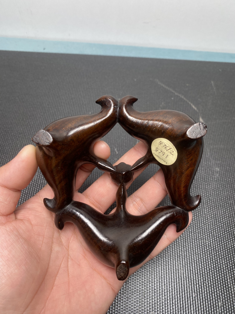 清 红木菱角形三足器座 - 图9