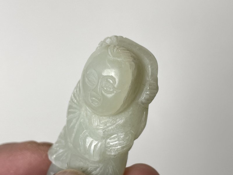清 白玉人雕件 - 图5