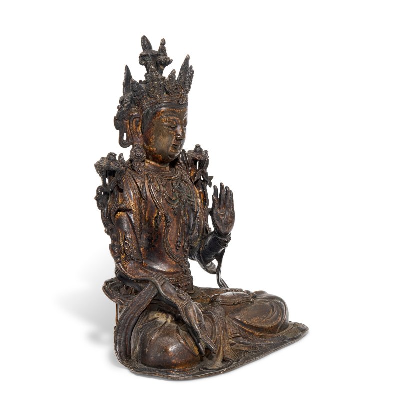 十六/十七世紀 銅漆金觀音坐像  CHINA, 16TH-17TH CENTURY - 图2