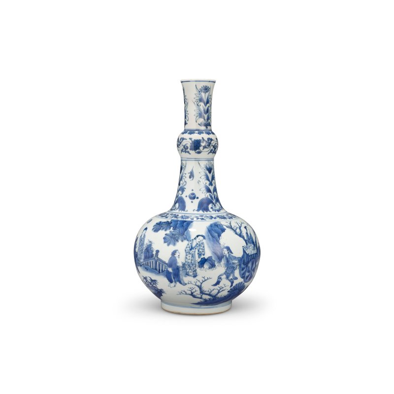 明崇禎 青花人物圖長頸瓶  CHONGZHEN PERIOD (1628-1644) - 图2