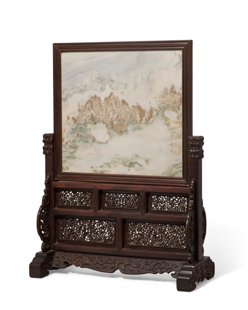 A LARGE MARBLE-INSET ZITAN TABLE SCREEN  CHINA, QING DYNASTY, 18TH CENTURY - 图4