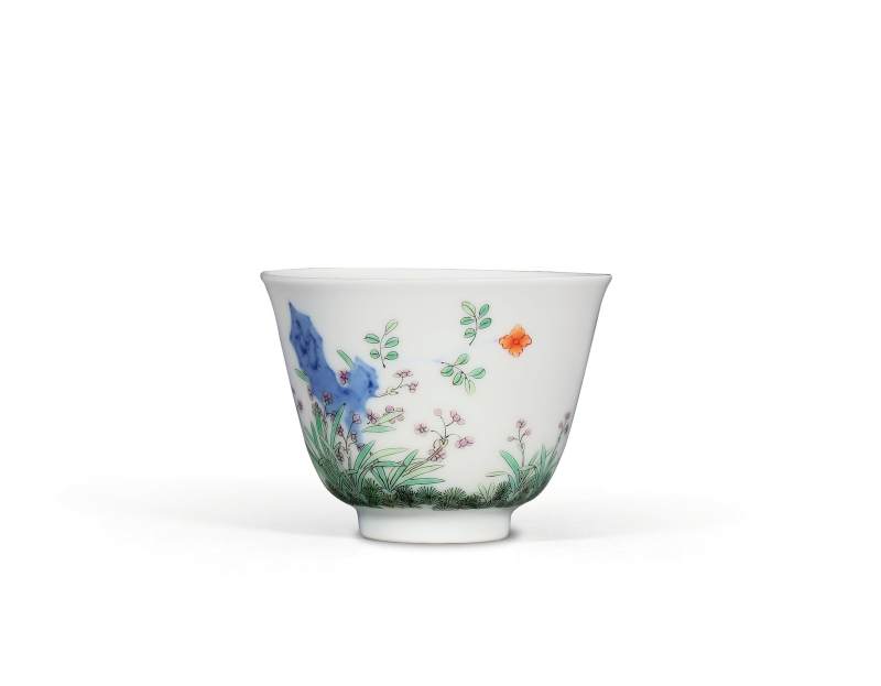 清康熙 五彩花神杯 - 图1