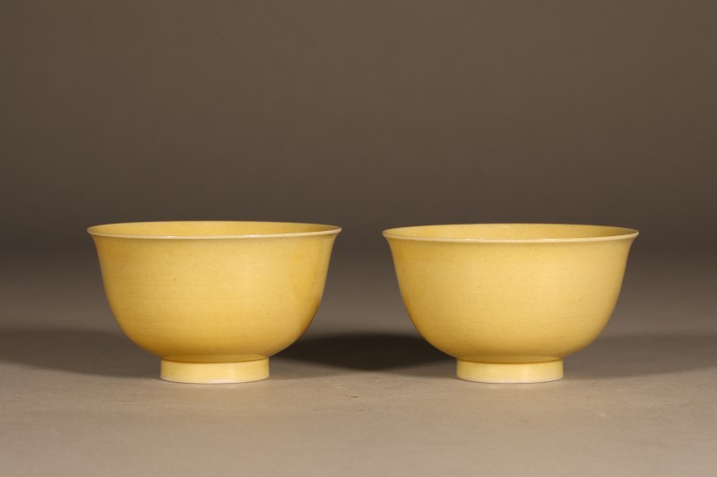清同治 黄釉茶圆 - 图6