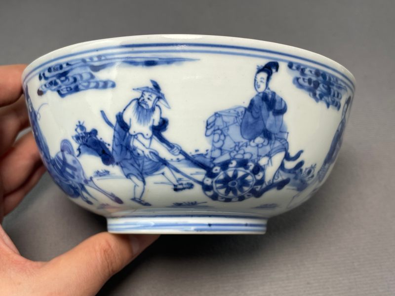 清雍正 青花“西厢记长亭送别”图碗 - 图5