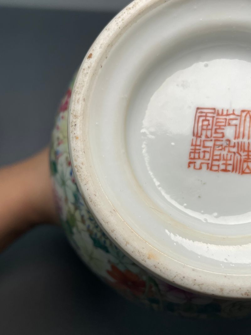 民国 粉彩百花不落地包袱葫芦瓶 - 图29