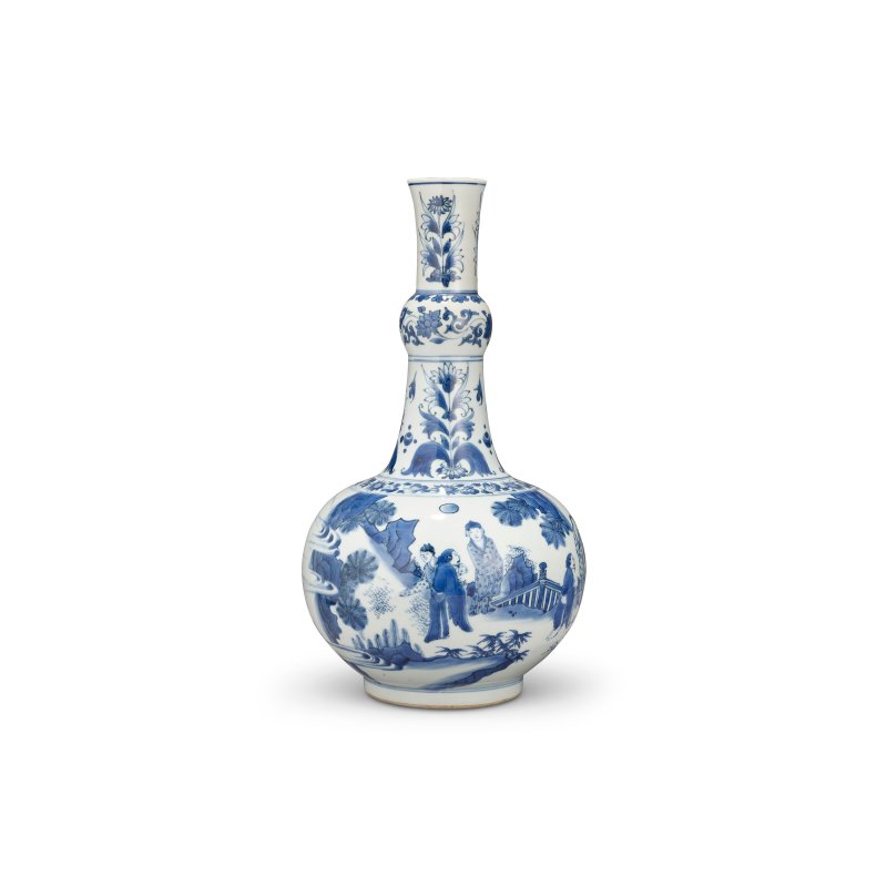 明崇禎 青花人物圖長頸瓶  CHONGZHEN PERIOD (1628-1644) - 图3