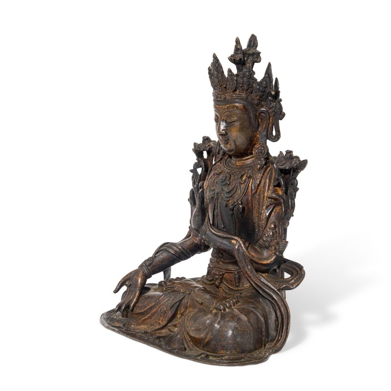 十六/十七世紀 銅漆金觀音坐像  CHINA, 16TH-17TH CENTURY - 图3
