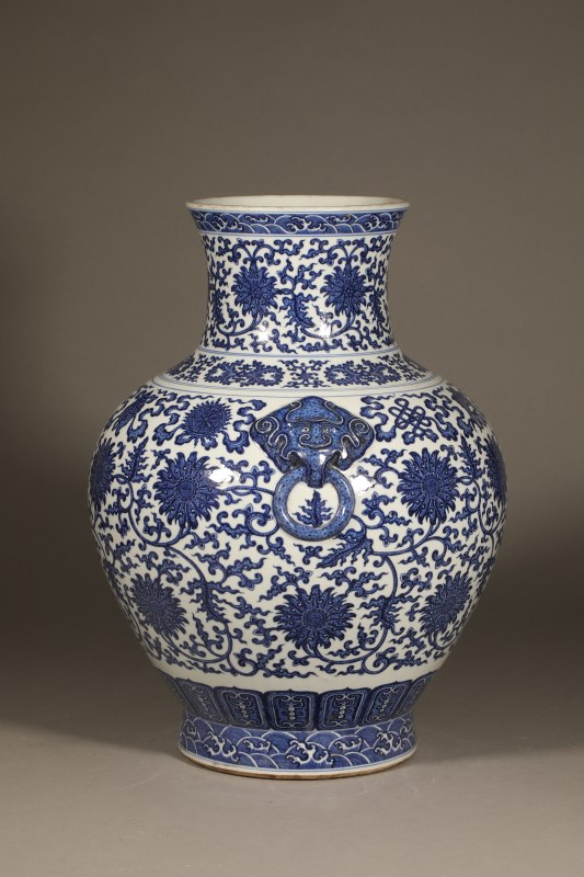 清 青花缠枝莲瑞兽耳尊 - 图8