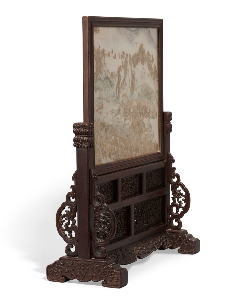 A LARGE MARBLE-INSET ZITAN TABLE SCREEN  CHINA, QING DYNASTY, 18TH CENTURY - 图5
