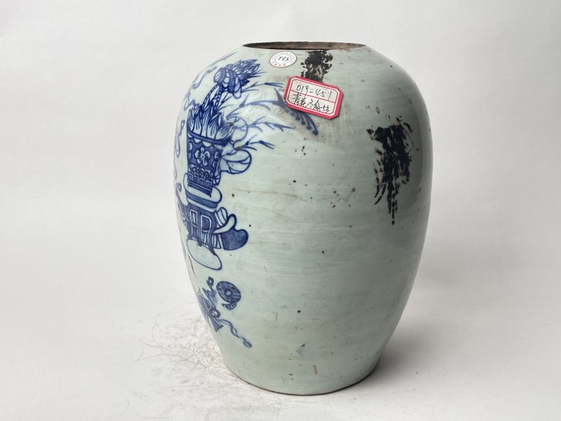 清 青花杂宝花卉纹罐 - 图2