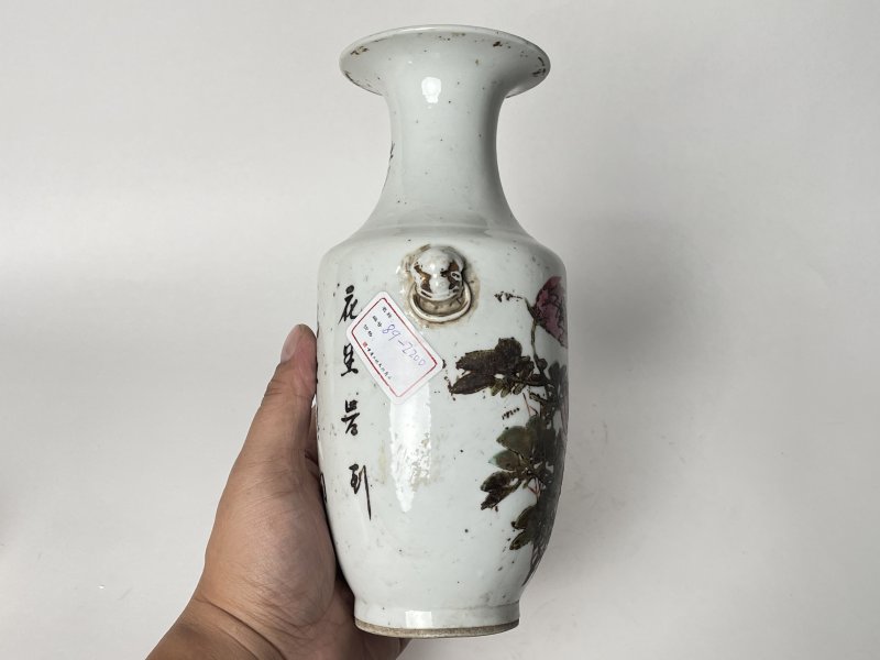 民国 粉彩花鸟纹双耳瓶 - 图4