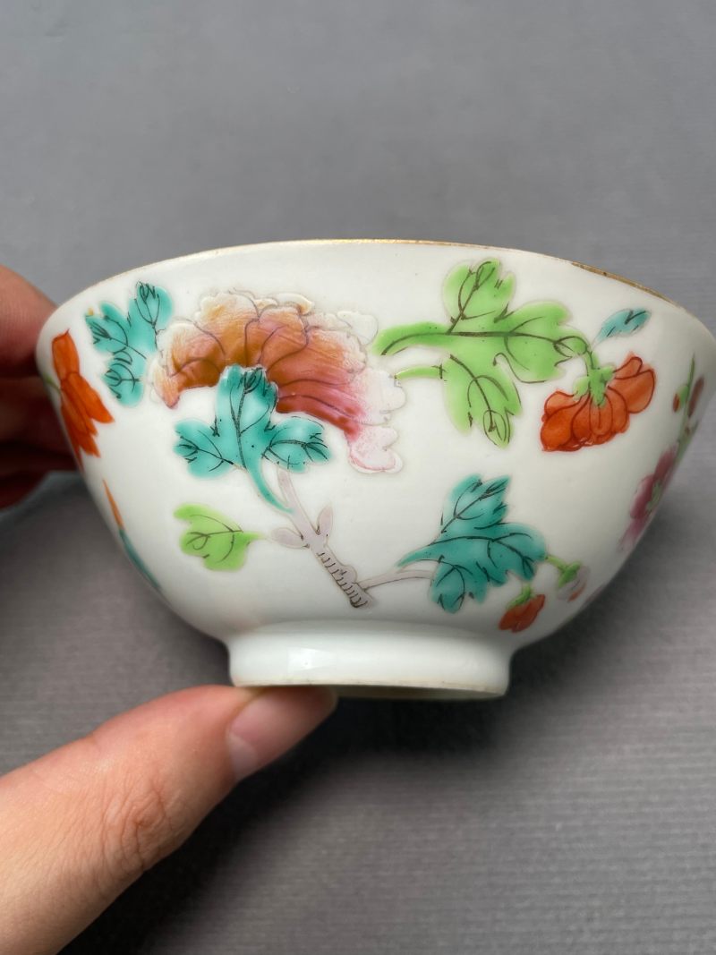 清道光 粉彩四季花卉纹盖碗 - 图6