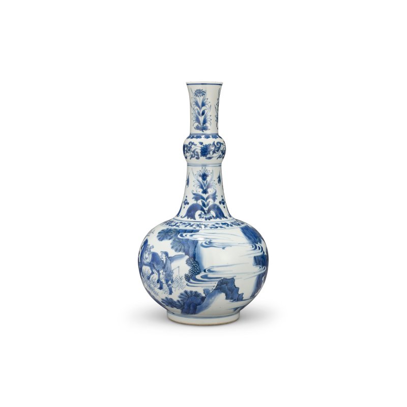 明崇禎 青花人物圖長頸瓶  CHONGZHEN PERIOD (1628-1644) - 图4
