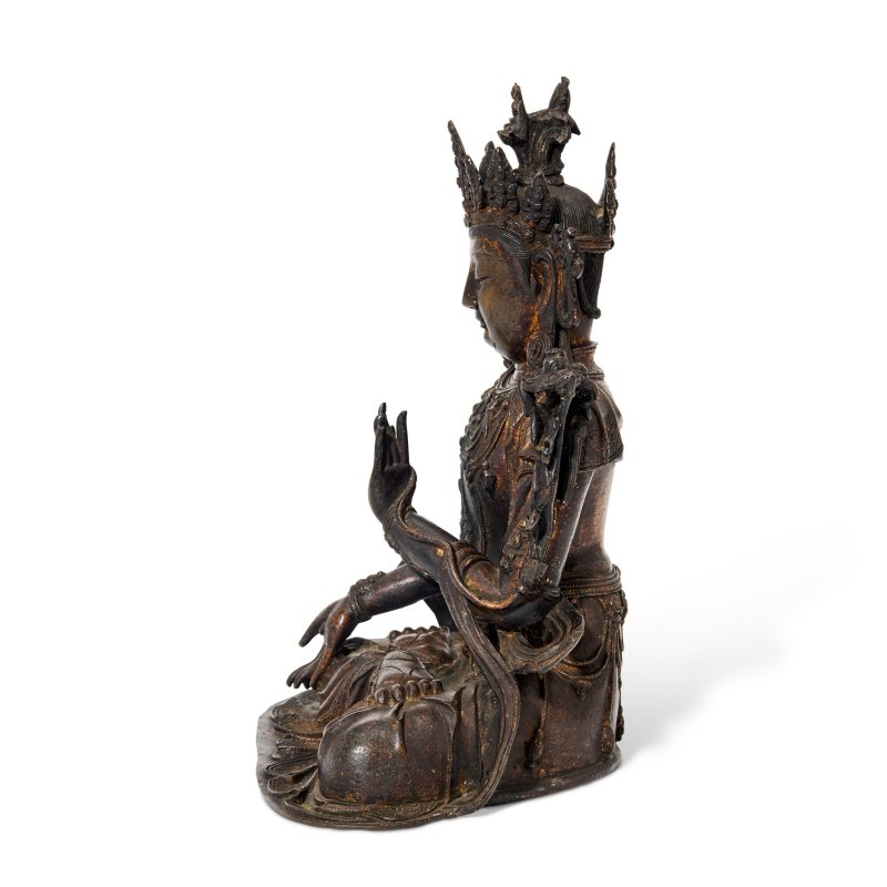 十六/十七世紀 銅漆金觀音坐像  CHINA, 16TH-17TH CENTURY - 图4