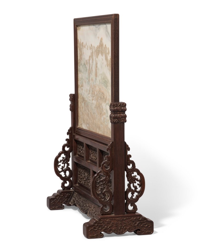 A LARGE MARBLE-INSET ZITAN TABLE SCREEN  CHINA, QING DYNASTY, 18TH CENTURY - 图6