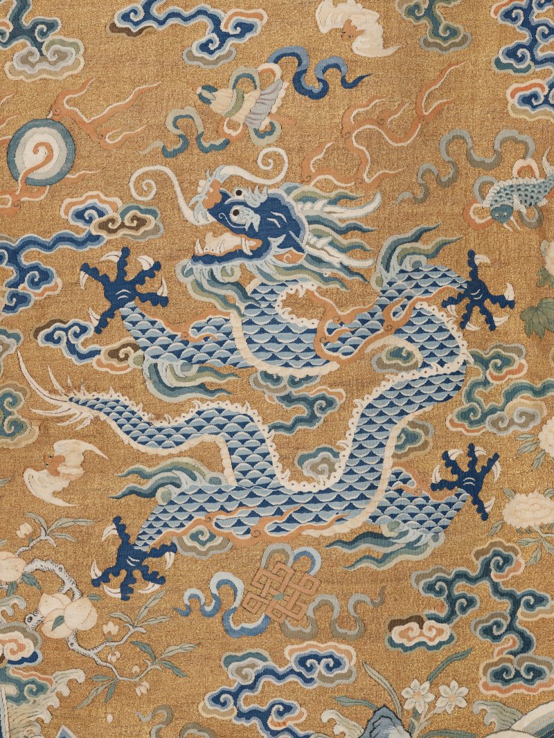 清乾隆/嘉慶 緙金地藍龍紋龍袍  QIANLONG-JIAQING PERIOD (1736-1820) - 图5