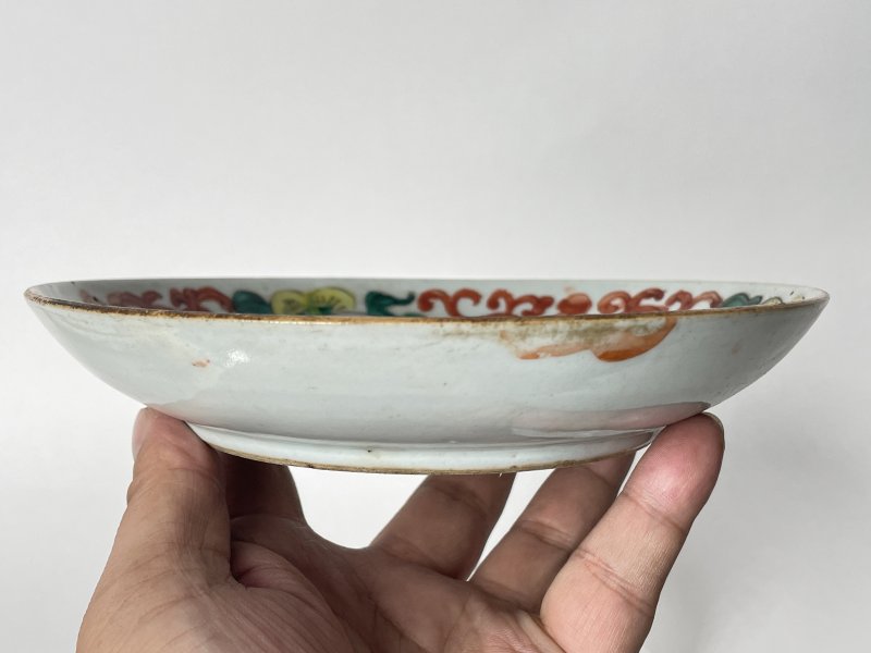 清 粉彩缠枝花果喜字盘 - 图5