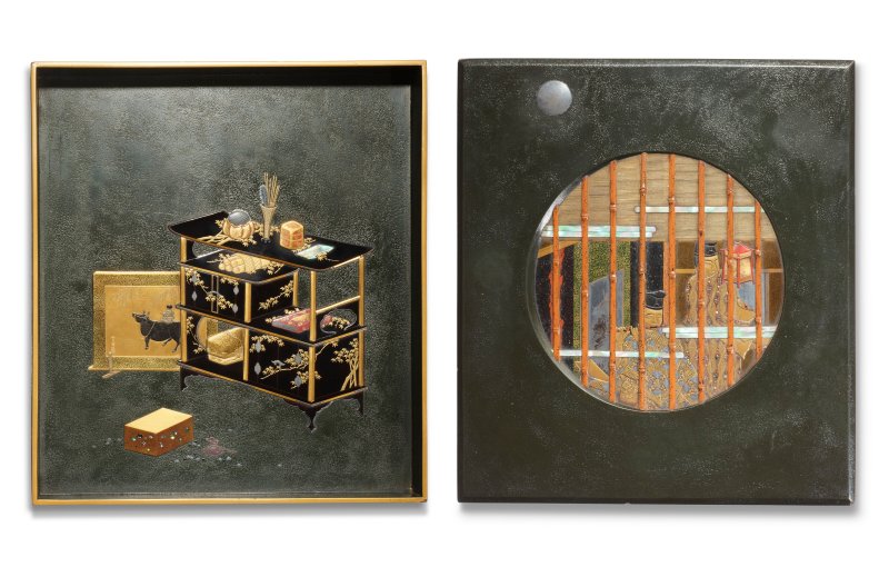 A LACQUER SUZURIBAKO (WRITING BOX) AND COVER  JAPAN, MEIJI PERIOD (EARLY 20TH CENTURY), BEARING THE SIGNATURE ZESHIN (SCHOOL OF SHIBATA ZESHIN; 1807-1891)