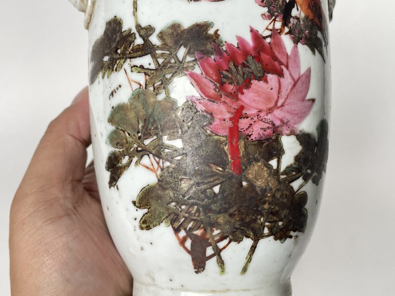 民国 粉彩花鸟纹双耳瓶 - 图6