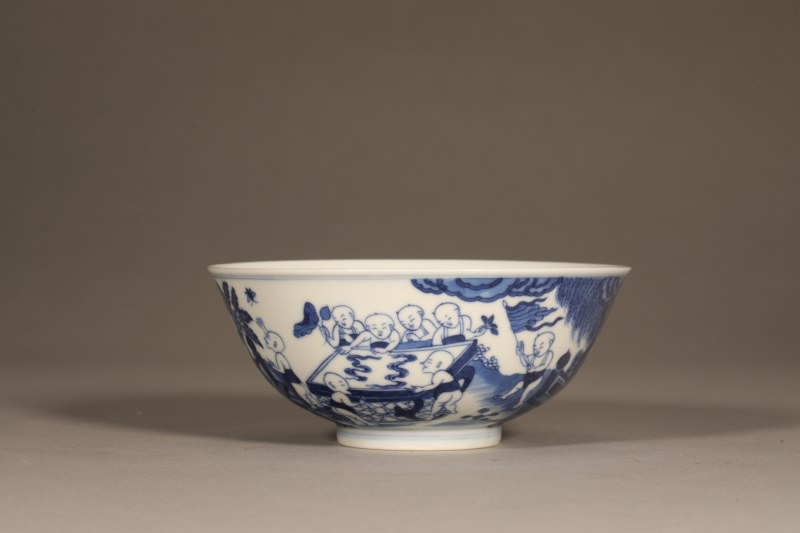清道光 青花婴戏图碗 - 图6