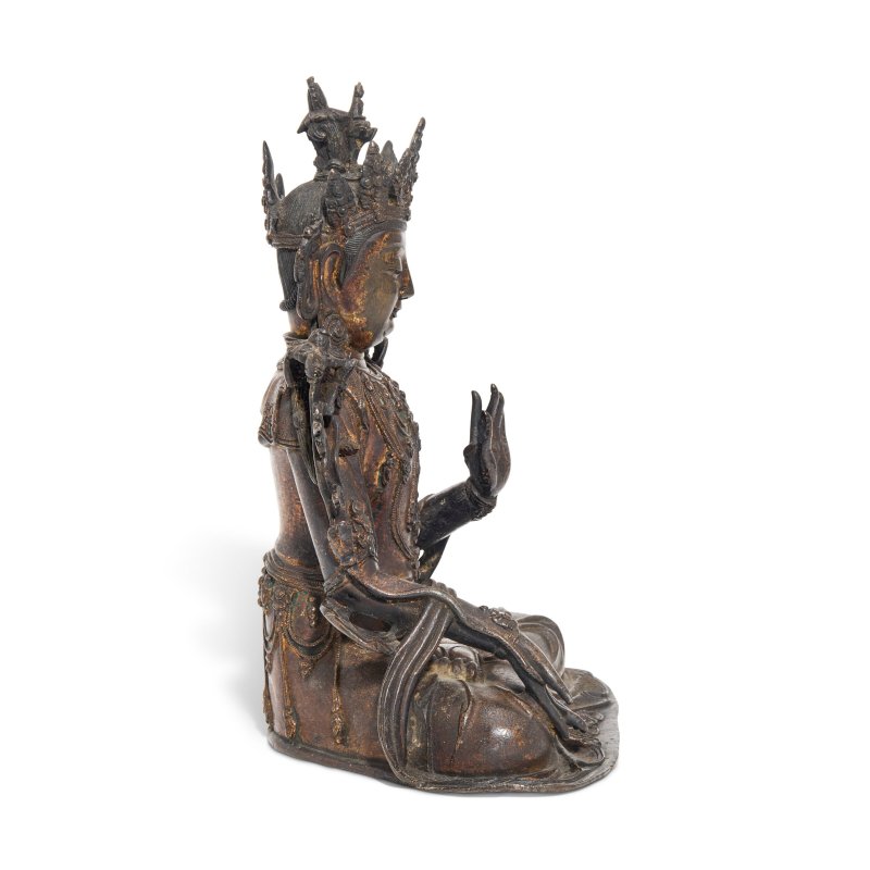十六/十七世紀 銅漆金觀音坐像  CHINA, 16TH-17TH CENTURY - 图5
