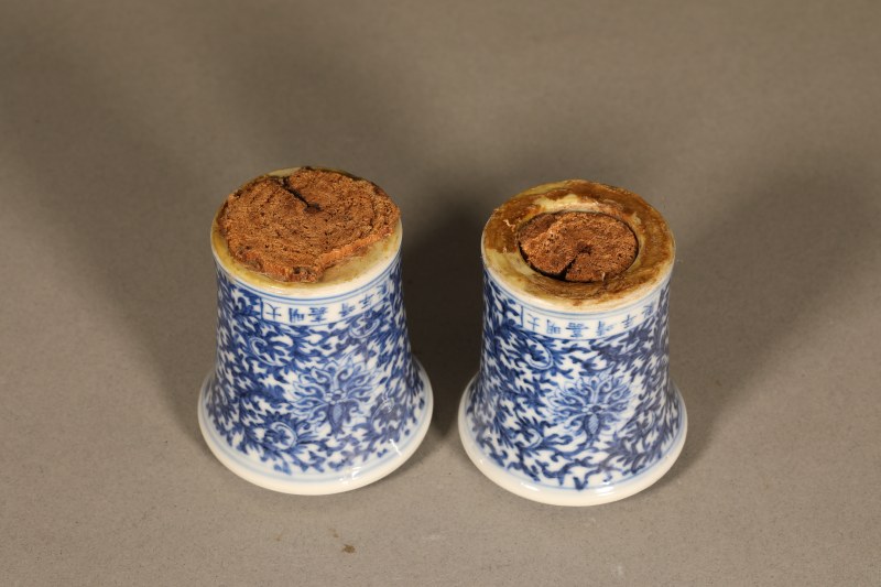 清 青花缠枝莲轴头 - 图3
