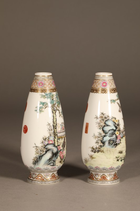 粉彩描金花鸟玉米瓶 - 图5