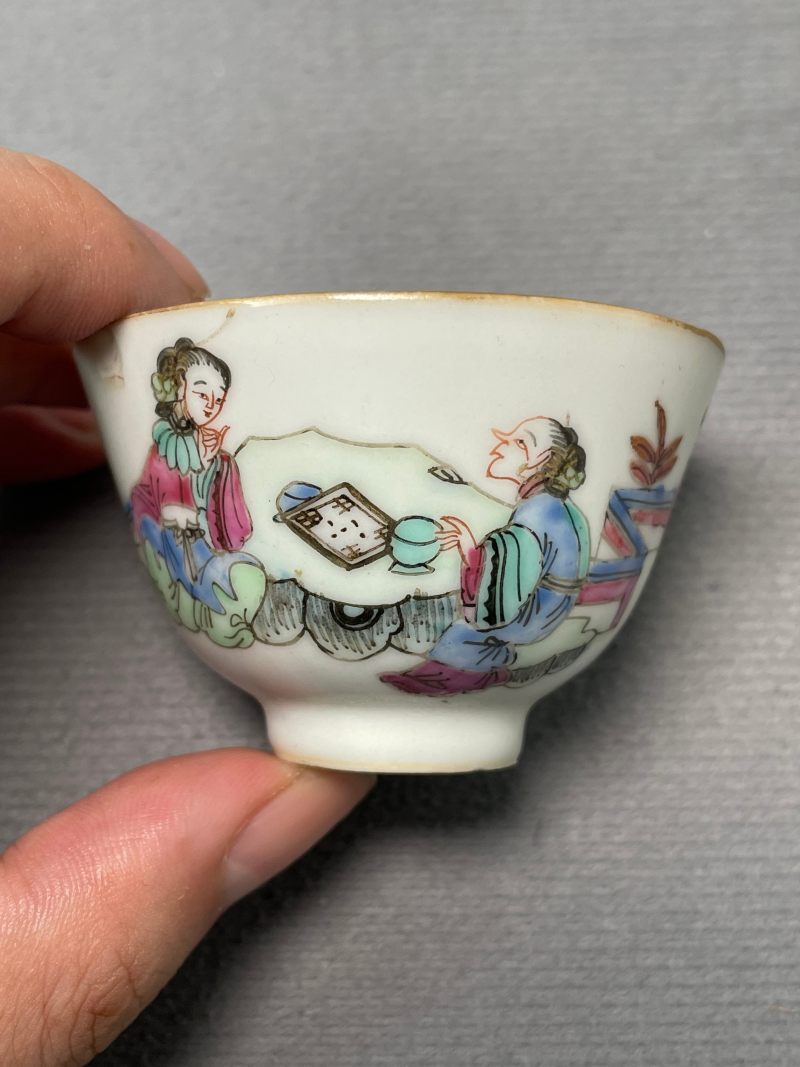 清晚期 粉彩人物故事杯 - 图4