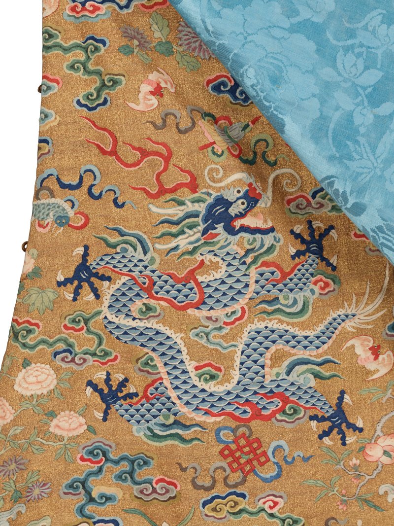 清乾隆/嘉慶 緙金地藍龍紋龍袍  QIANLONG-JIAQING PERIOD (1736-1820) - 图6
