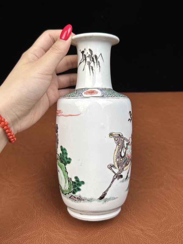 清康熙 五彩寿星图棒槌瓶 - 图7