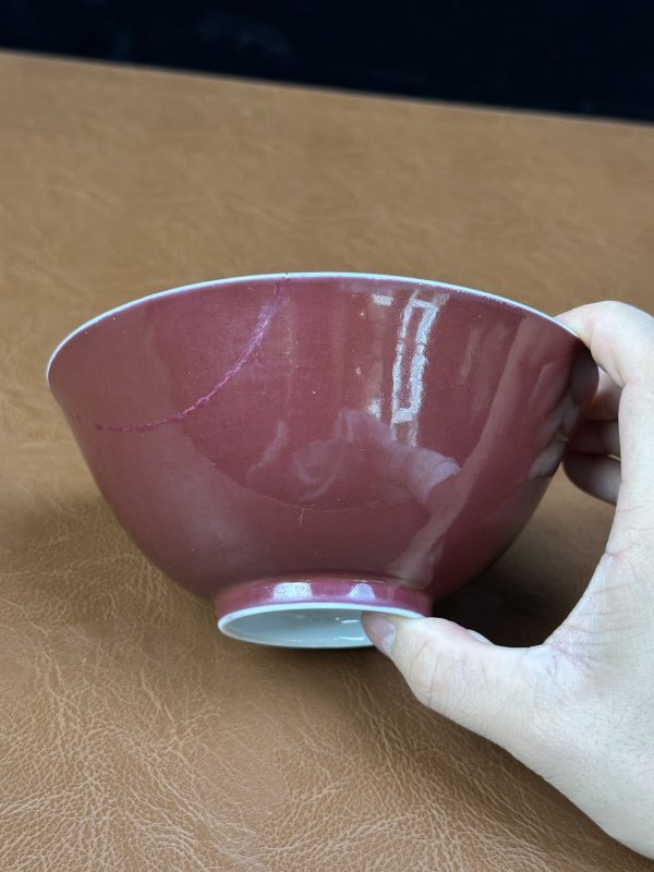 清光绪 胭脂红釉碗 - 图4