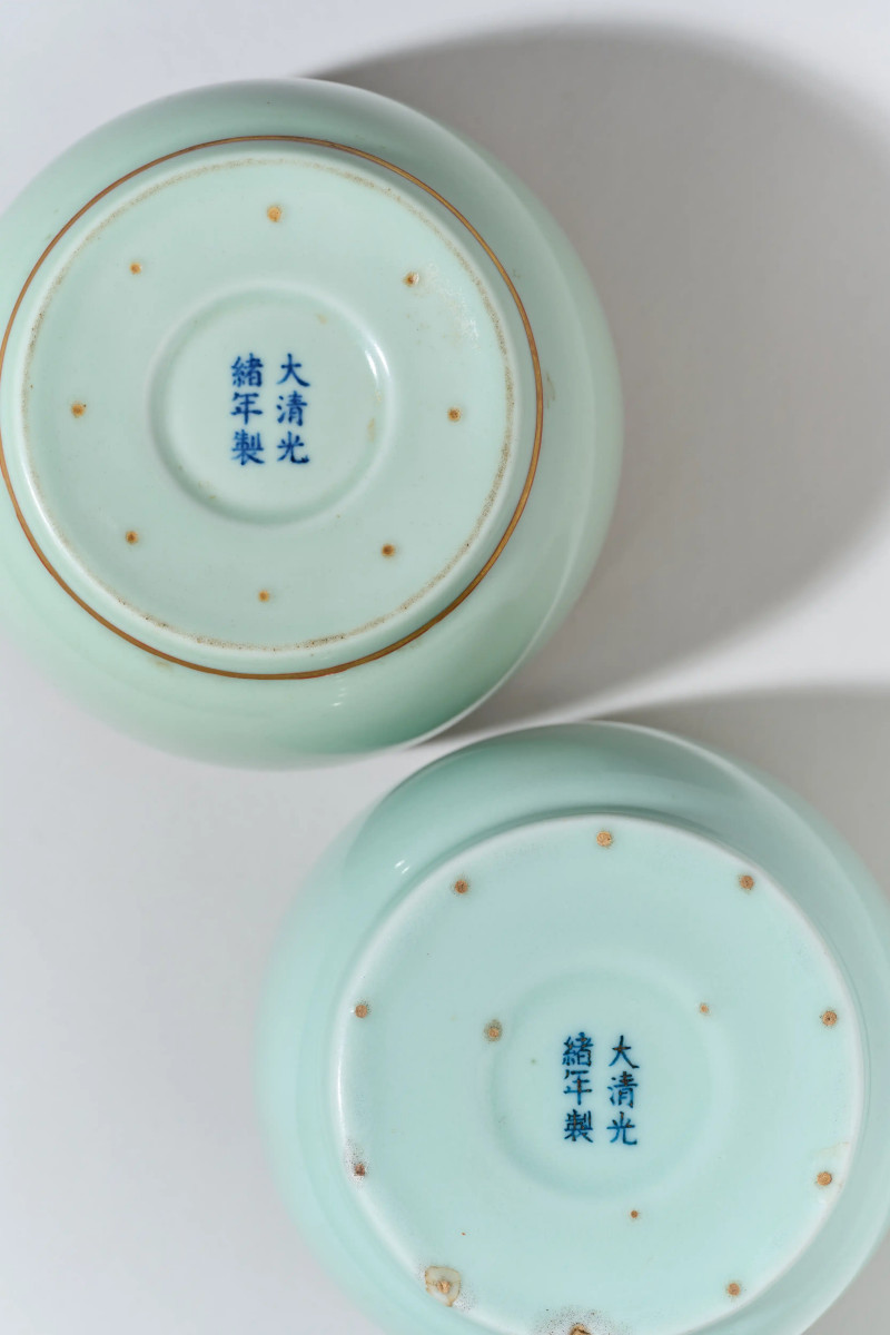 清光绪 粉青釉描金龙纹围棋罐一对 - 图10