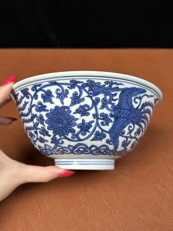 明万历 青花凤穿花纹碗 - 图11