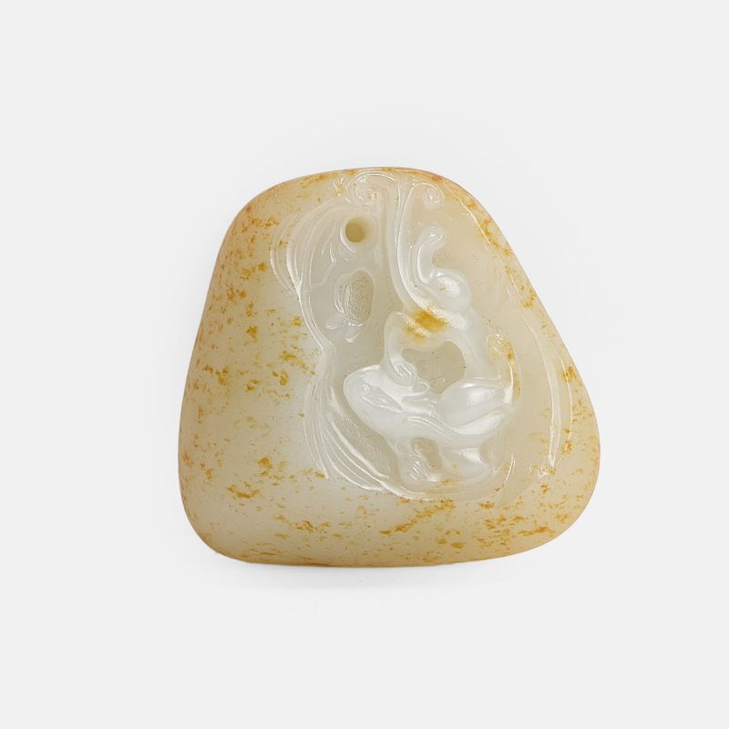 清 白玉螭龙珮 | A Chinese jade pendant Qing dynasty (1644-1911), deeply carved with a chilong in relief