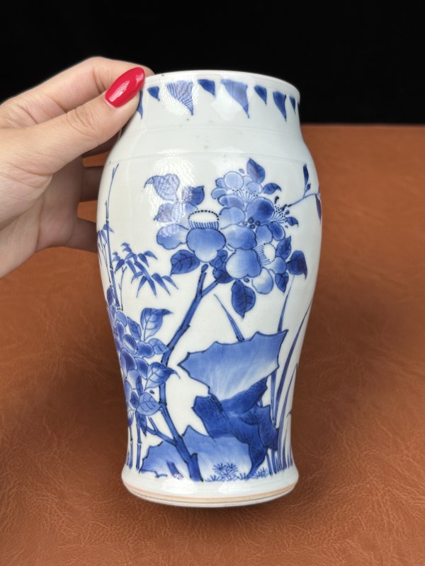 明崇祯 青花花鸟纹莲子罐 - 图9