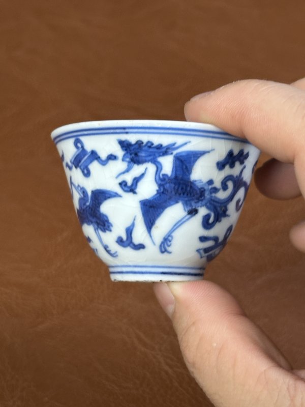 明嘉靖  青花凤纹杯 - 图3