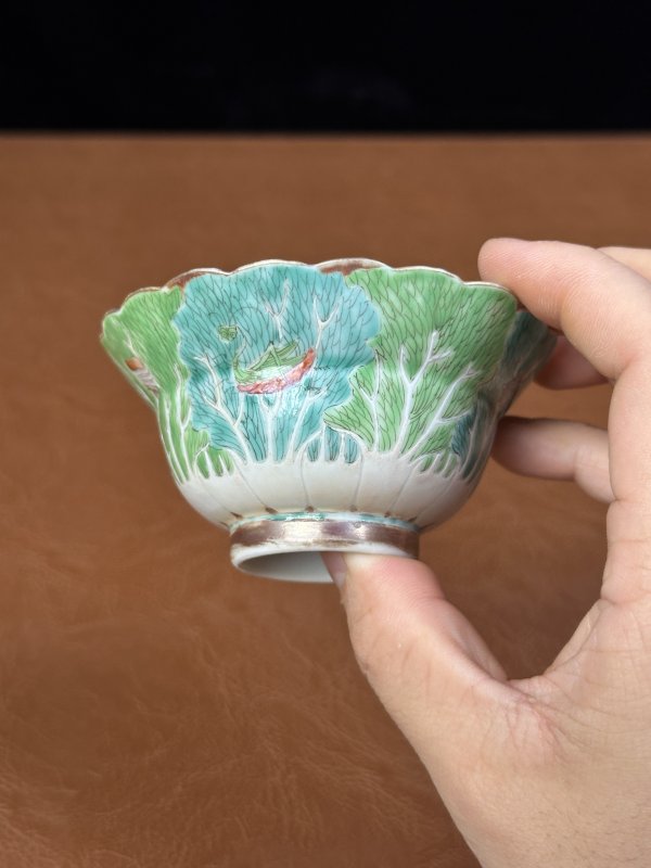 清嘉庆 粉彩百财花口杯 - 图8