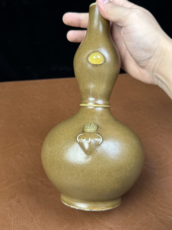 清道光 茶叶末釉葫芦瓶 - 图8