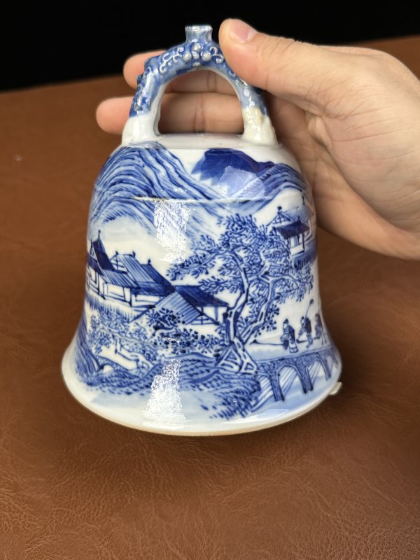 清中期 青花山水人物通景挂钟 - 图3