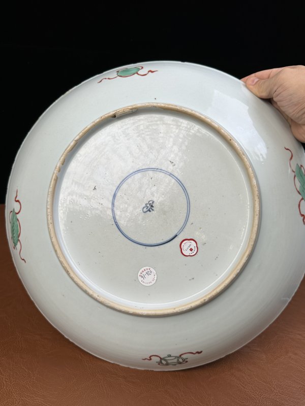 清康熙 五彩亭台楼阁图盘 - 图13
