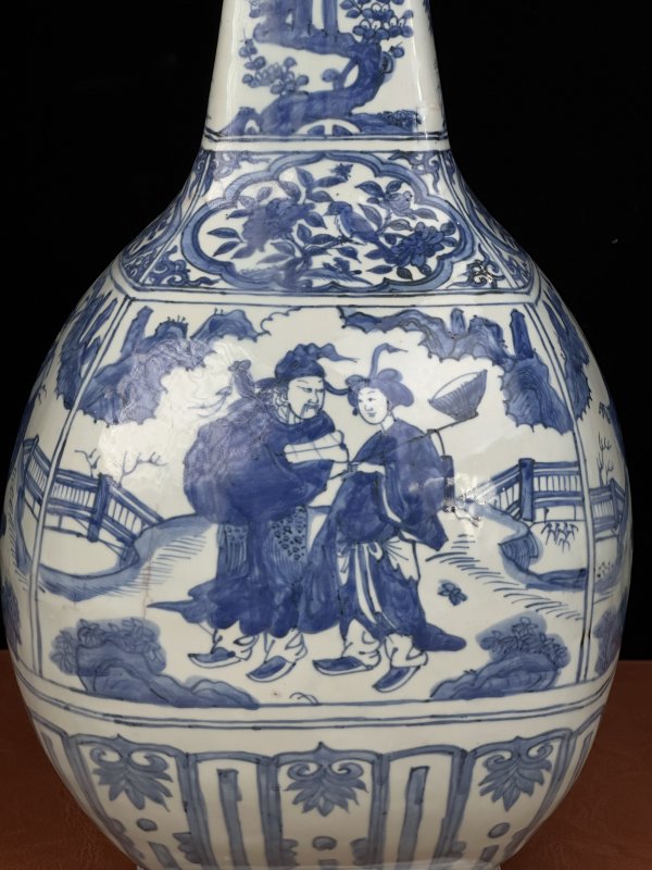 明嘉靖 青花八仙人物图长颈瓶 - 图8