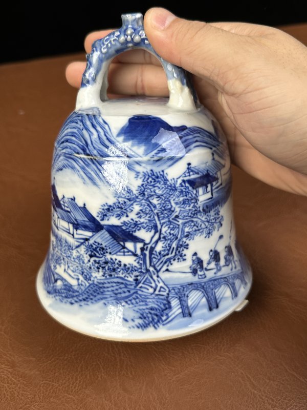 清中期 青花山水人物通景挂钟 - 图4