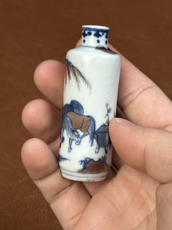 清中期  青花釉里红鼻烟壶两只 - 图7