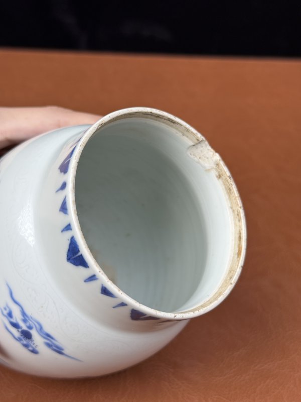 明崇祯 青花范蠡访西施“浣纱图”莲子罐 - 图11